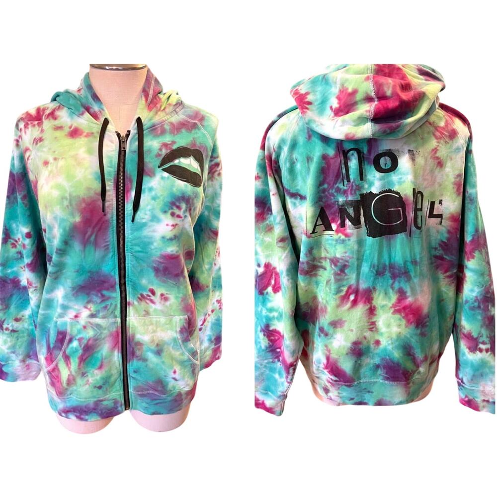 Torrid 6 (6X 30) Tie Dye Lovesick NO ANGEL Zip Up Fleece Hoodie Sweatshirt New